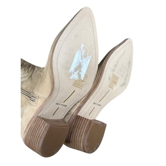 Dolce Vita Solei Western Boots Beige Leather Knee High Cowboy Size 7.5 - Picture 11 of 12